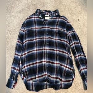 American Eagle; red white and blue flannel; size small